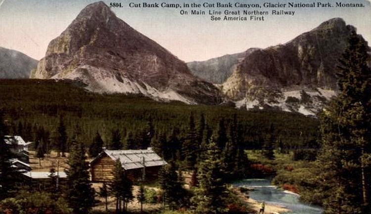 historic image of the Cut Bank Chalets complex
