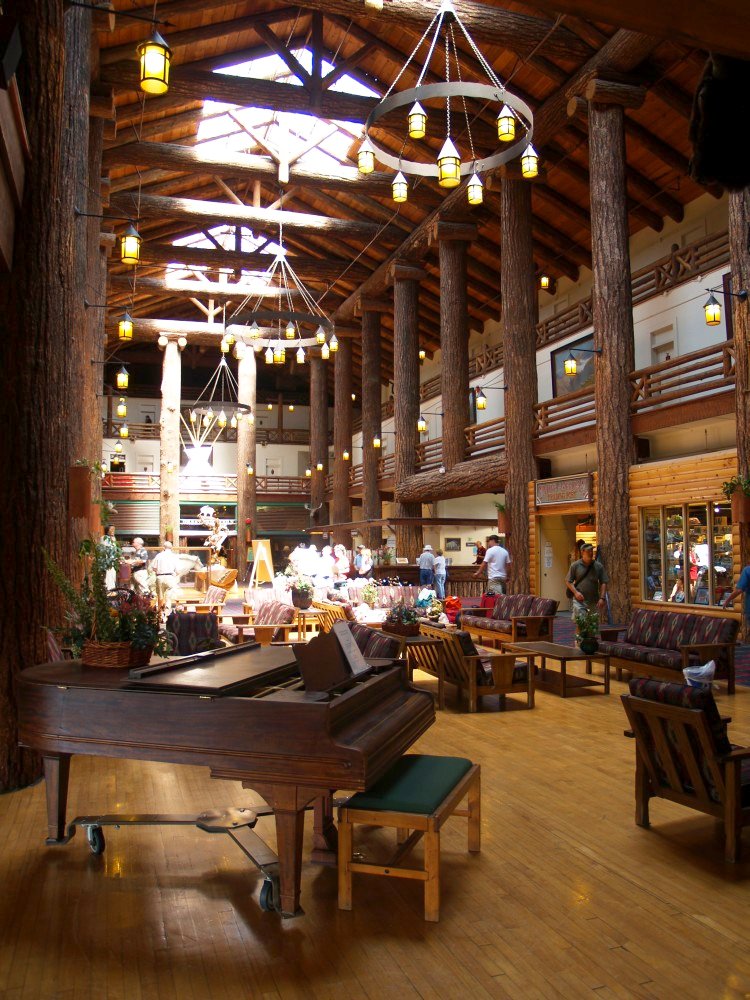current image of lobby at Glacier Park Lodge