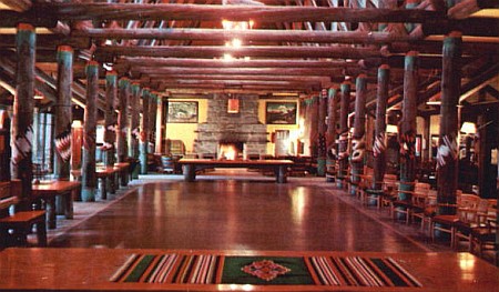 mid century image of paradise inn lobby at mount rainier national park